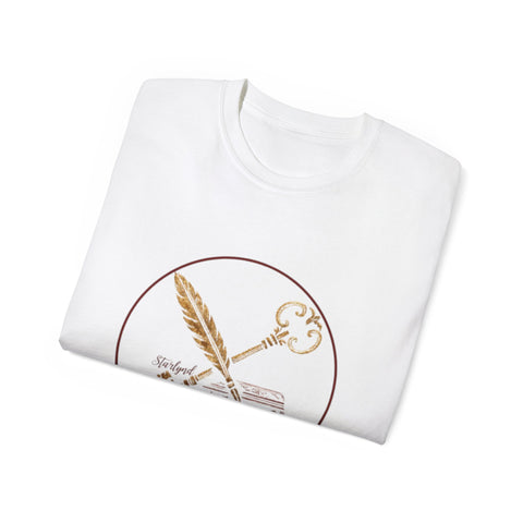 Vintage Key & Feather Unisex Ultra Cotton Tee, Gifts for Book Lovers, Literary T-Shirt, Unique Casual Wear, Ideal for Birthdays