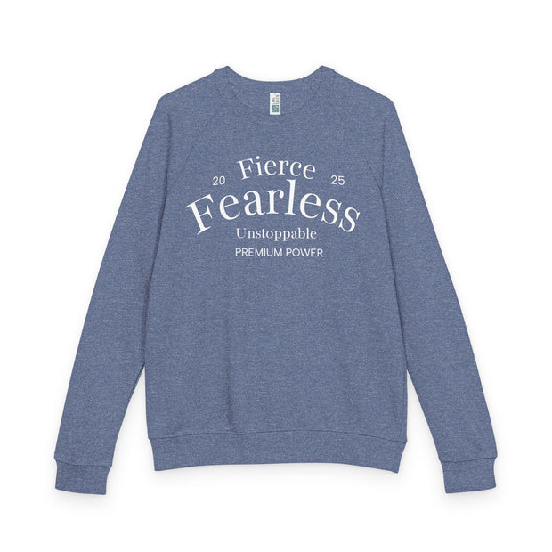 Fearless Crewneck Sweatshirt – 'Fierce Fearless' Inspirational Raglan Pullover
