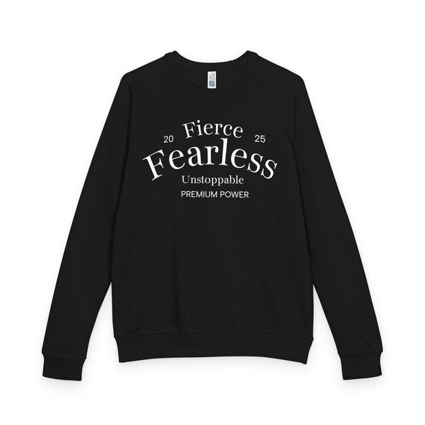 Fearless Crewneck Sweatshirt – 'Fierce Fearless' Inspirational Raglan Pullover