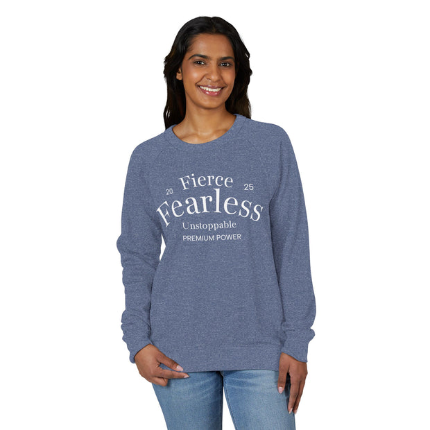Fearless Crewneck Sweatshirt – 'Fierce Fearless' Inspirational Raglan Pullover