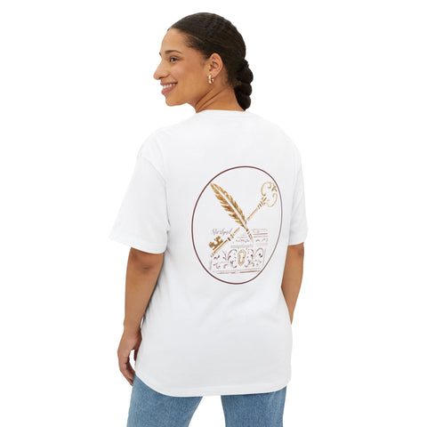 Chic Gold-Accent Boxy Tee, Casual Oversized T-Shirt, Trendy Streetwear Top, Gift for Her, Comfortable Everyday Wear