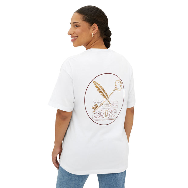 Chic Gold-Accent Boxy Tee, Casual Oversized T-Shirt, Trendy Streetwear Top, Gift for Her, Comfortable Everyday Wear