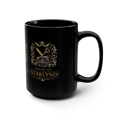 Majestic House of Starlynd Mug | 15oz Black Coffee Cup | Fantasy Gift for Home, Office, or Special Occasions, Collectible, Unique Design