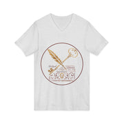 Vintage Key & Feather Tee | Unisex Short Sleeve V-Neck | Gift for Writers, Book Lovers, and Dreamers, Perfect for Birthdays or Holidays