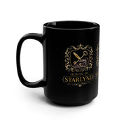 Majestic House of Starlynd Mug | 15oz Black Coffee Cup | Fantasy Gift for Home, Office, or Special Occasions, Collectible, Unique Design