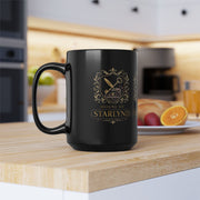 Majestic House of Starlynd Mug | 15oz Black Coffee Cup | Fantasy Gift for Home, Office, or Special Occasions, Collectible, Unique Design