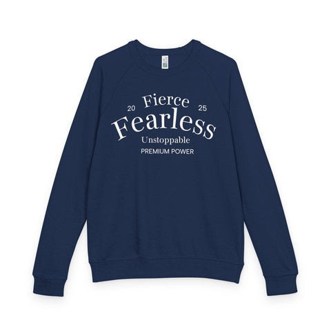 Fearless Crewneck Sweatshirt – 'Fierce Fearless' Inspirational Raglan Pullover