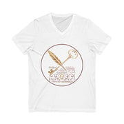 Vintage Key & Feather Tee | Unisex Short Sleeve V-Neck | Gift for Writers, Book Lovers, and Dreamers, Perfect for Birthdays or Holidays