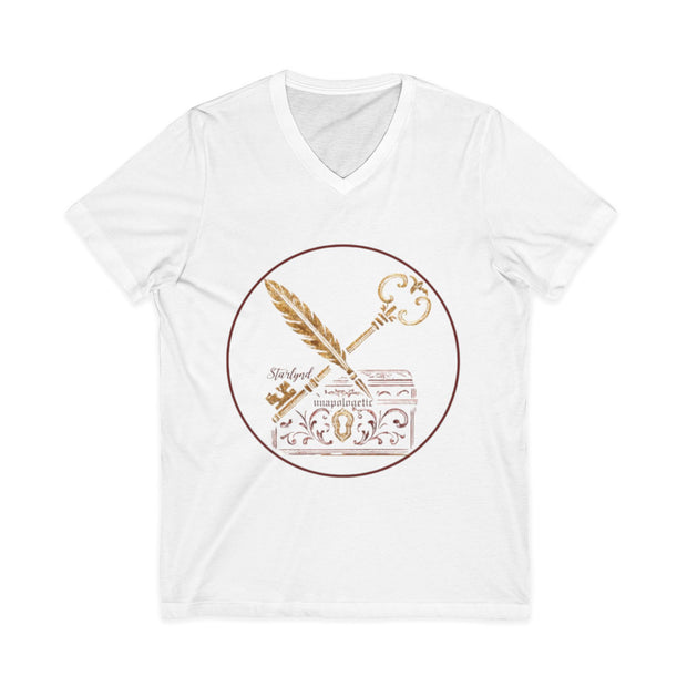 Vintage Key & Feather Tee | Unisex Short Sleeve V-Neck | Gift for Writers, Book Lovers, and Dreamers, Perfect for Birthdays or Holidays