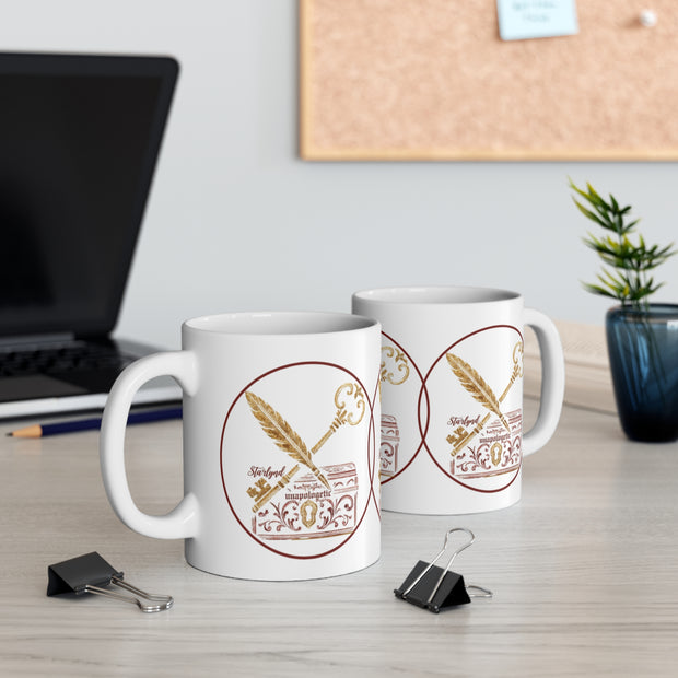 Vintage Key & Quill Mug | Ideal Gift for Writers & Students | Coffee, Tea, Desk Décor, Literary Gifts, Unique Present