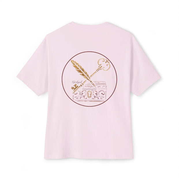 Chic Gold-Accent Boxy Tee, Casual Oversized T-Shirt, Trendy Streetwear Top, Gift for Her, Comfortable Everyday Wear