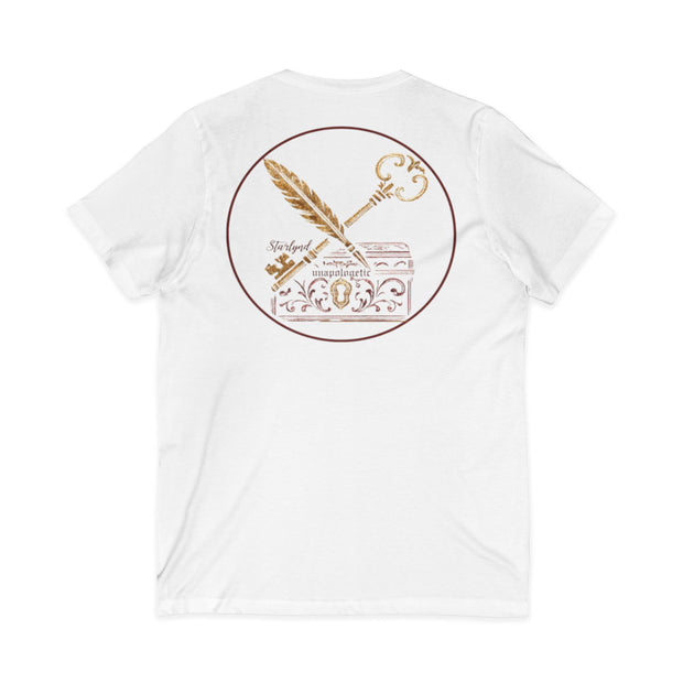 Vintage Key & Feather Tee | Unisex Short Sleeve V-Neck | Gift for Writers, Book Lovers, and Dreamers, Perfect for Birthdays or Holidays