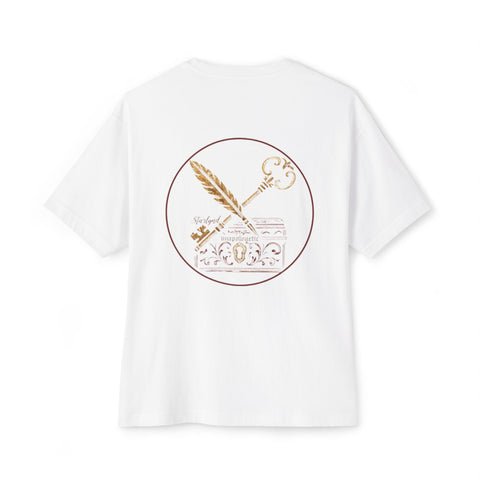 Chic Gold-Accent Boxy Tee, Casual Oversized T-Shirt, Trendy Streetwear Top, Gift for Her, Comfortable Everyday Wear