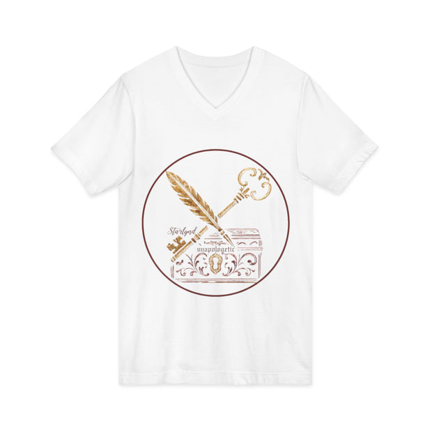 Vintage Key & Feather Tee | Unisex Short Sleeve V-Neck | Gift for Writers, Book Lovers, and Dreamers, Perfect for Birthdays or Holidays