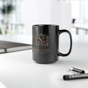 Majestic House of Starlynd Mug | 15oz Black Coffee Cup | Fantasy Gift for Home, Office, or Special Occasions, Collectible, Unique Design